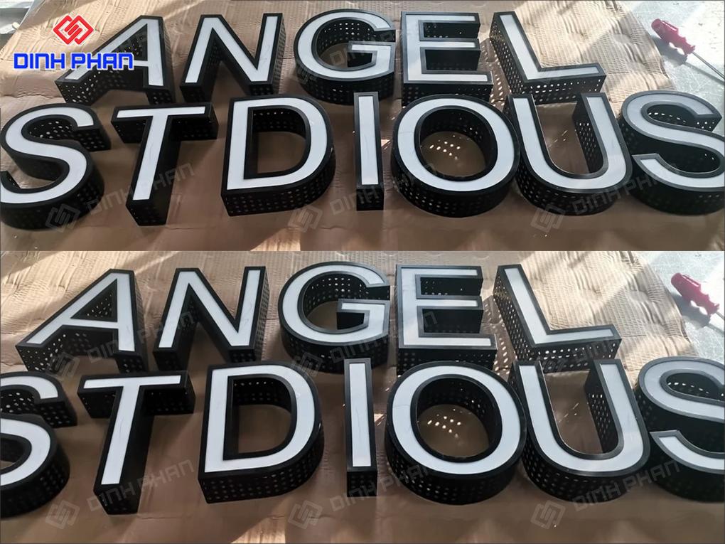 chu inox duc lo son den Chữ Inox Đục Lỗ Hắt Sáng