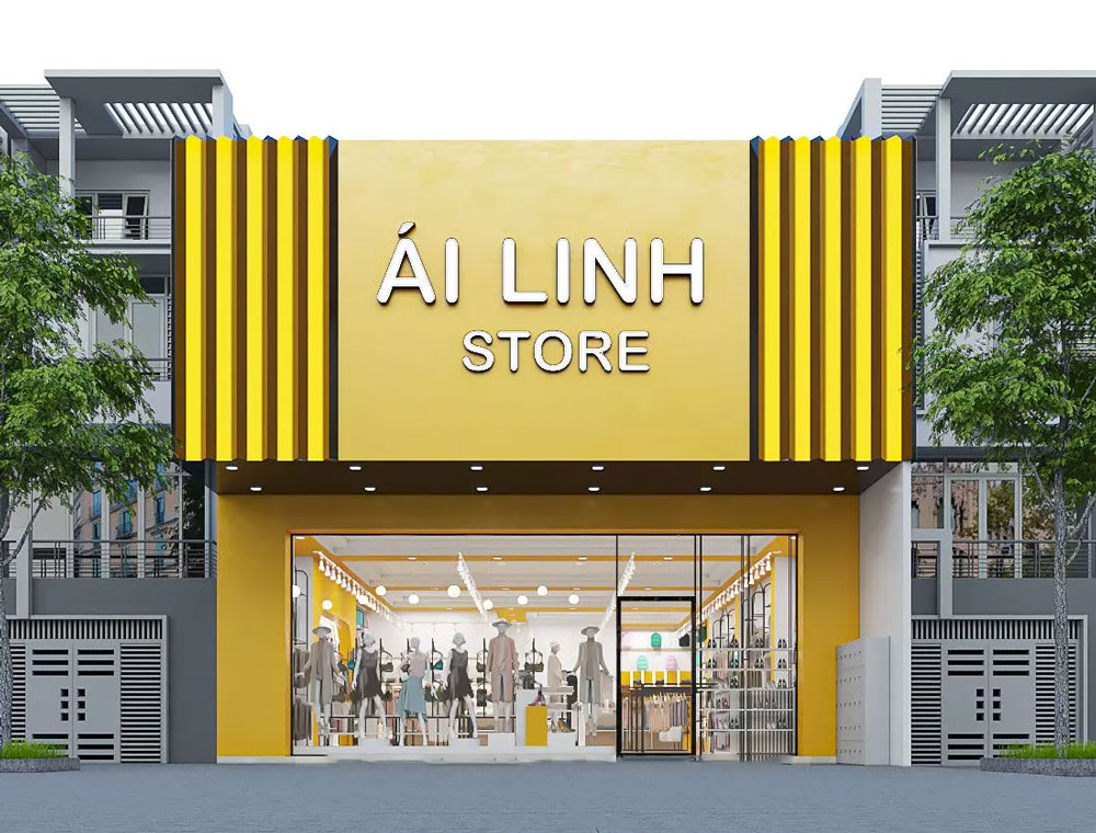 thi cong mau bien hieu shop thoi trang