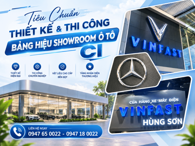 Tiêu Chuẩn Thiết Kế & Thi Công Bảng Hiệu Showroom Ô Tô CI